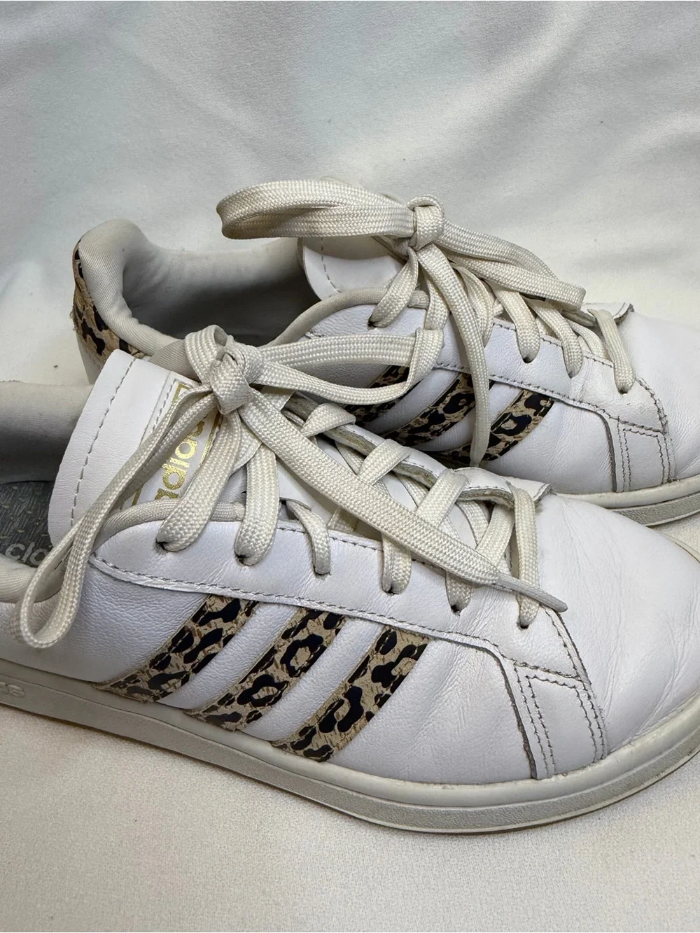 Adidas Grand Court Leopard Stripe Gum Sole Shoes 7
